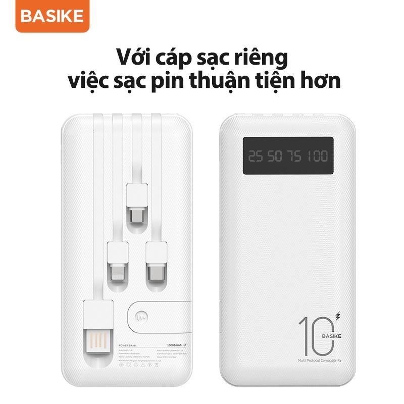 Sạc dự phòng 10000mAh BASIKE nhỏ gọn đầu ra sạc nhanh có thể mang đi máy bay cho iPhone iOS Android-Hàng chính hãng