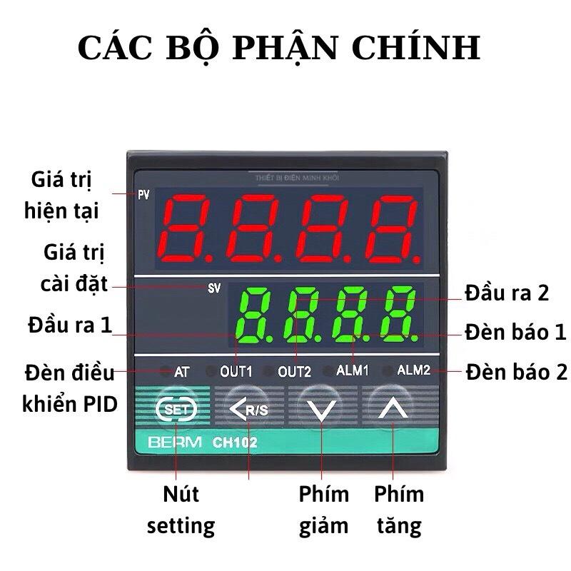 Đồng Hồ Nhiệt Độ Berm CH102, CH402, CH702, CH902, bộ điều khiển nhiệt độ, bộ khống chế, rơ le, relay, timer