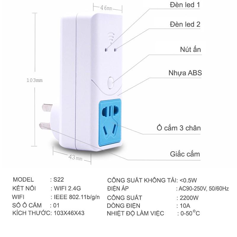 Ổ cắm thông minh điều khiển bằng smartphone kết nối Wifi-3G