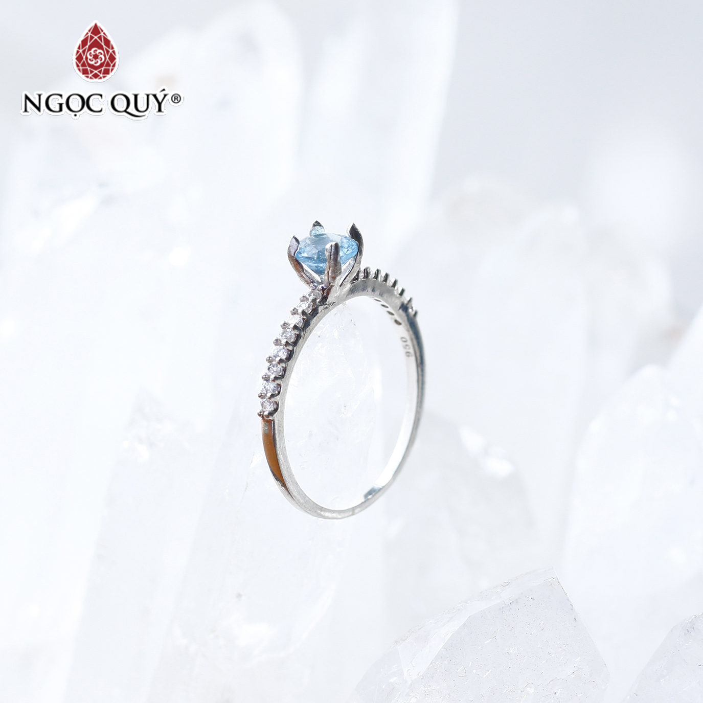 Nhẫn bạc nữ đá Topaz mệnh thủy, mộc - Ngọc Quý Gemstones