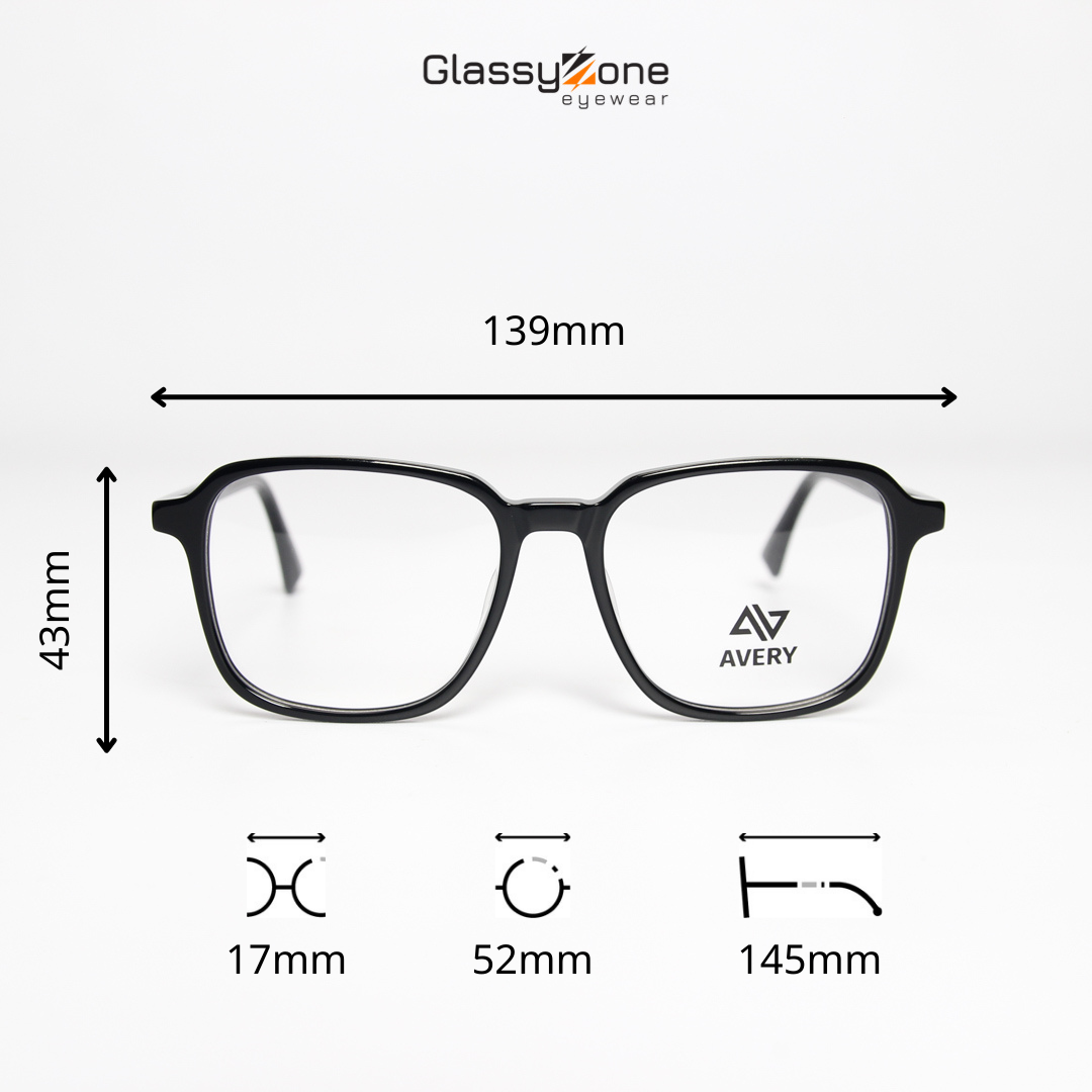 Gọng kính cận, Mắt kính giả cận Acetate Form vuông Nam Nữ Avery 15064 - GlassyZone