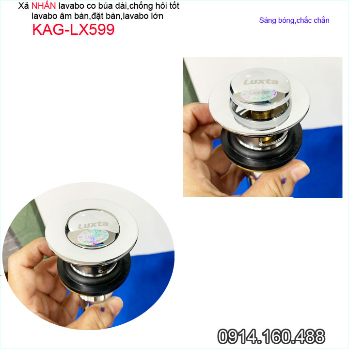 Xả lavabo KAG-LX599 Korea, bộ xả bồn rửa mặt co búa cao cấp inox dày sáng bóng thoát nhanh chống hôi tốt