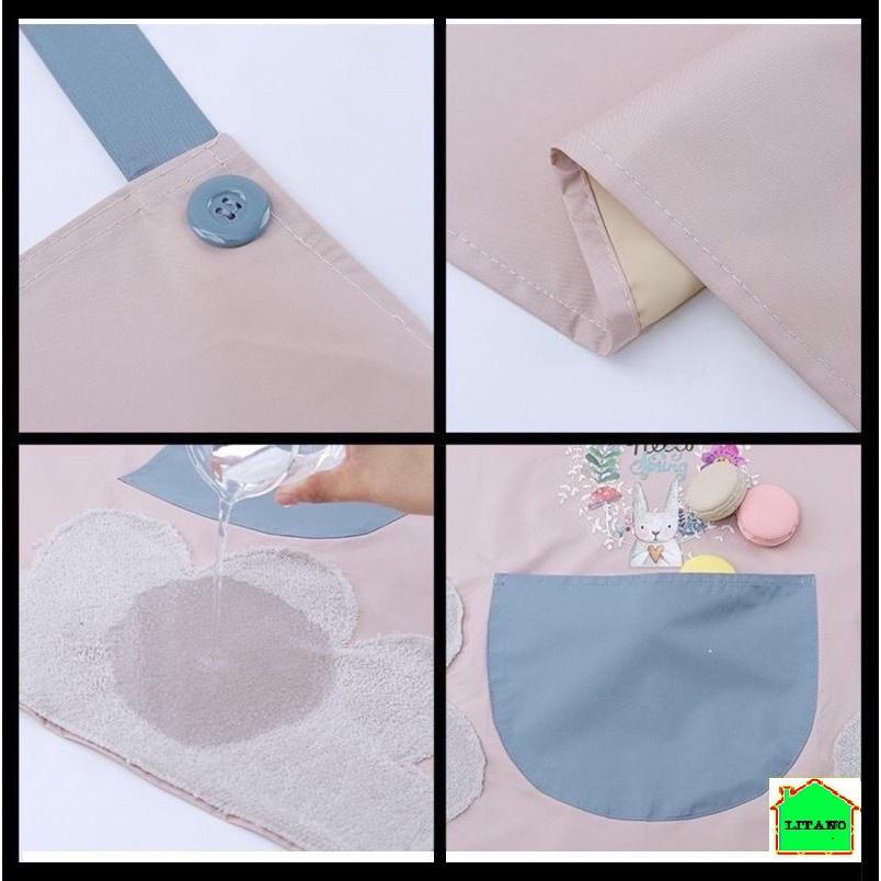 Tạp Dề Nấu Ăn Thời Trang Dễ Thương Chống Nước Cao Cấp Kiểu Hàn Quốc Có Túi Để Điện Thoại Và Họa Tiết Xinh X