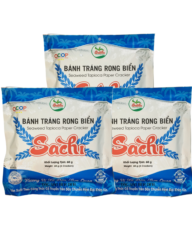 Thùng 50 Gói Loại 75Gram, Bánh Tráng Rong Biển Cao Cấp Nướng Sẵn Sachi