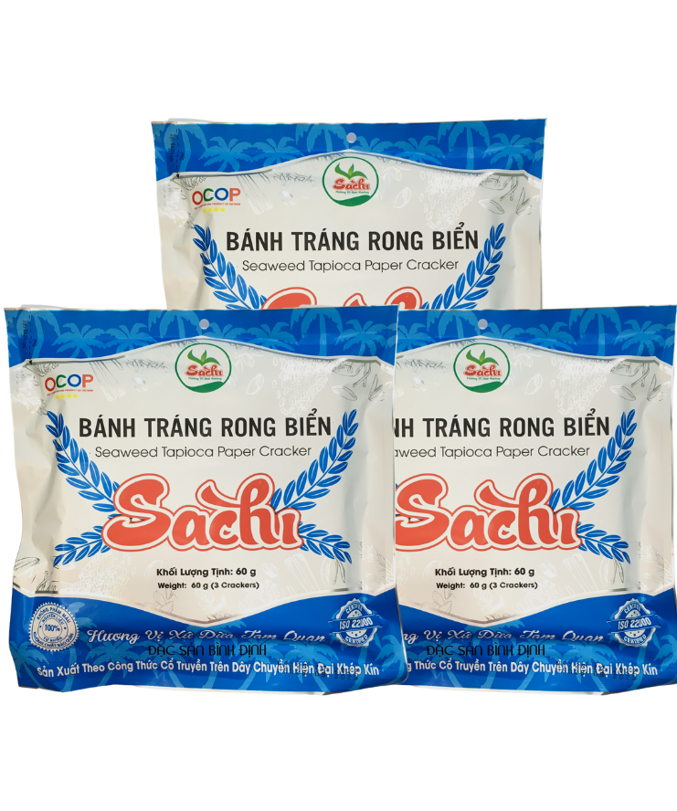 Thùng 25 Gói Loại 60Gram, Bánh Tráng Rong Biển Cao Cấp Nướng Sẵn Sachi