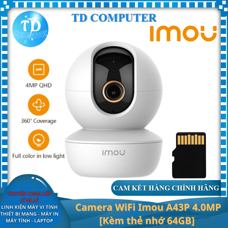 Camera WiFi Imou A43P 4.0MP  Chuẩn QHD Đàm thoại 2 chiều Quan sát ngày đêm - Hàng chính hãng DSS phân phối
