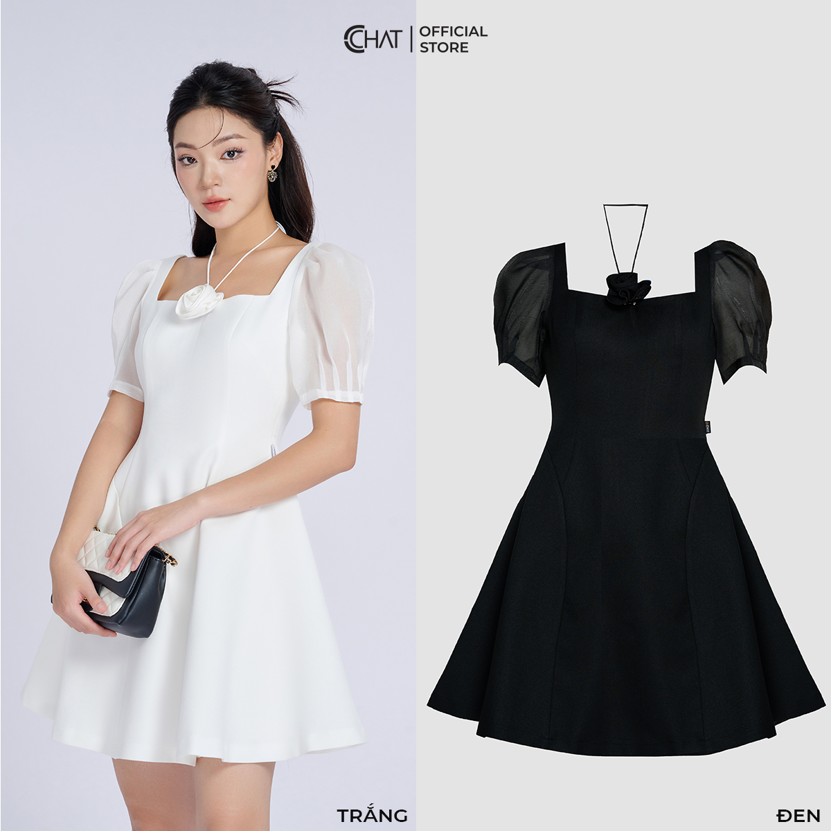 Đầm Nữ Kiểu Tay Phồng Bấu Ly Dáng Xòe Chất Tuytsi Cao Cấp 13VNS8008XT