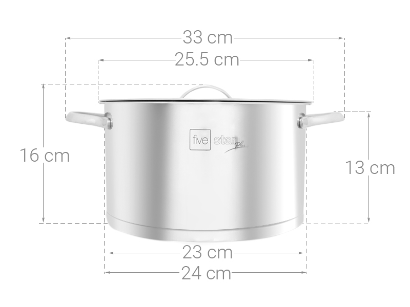 Nồi inox 304 Fivestar 3 đáy - quai oval - nắp inox - sử dụng bếp từ - tặng 2 vá canh