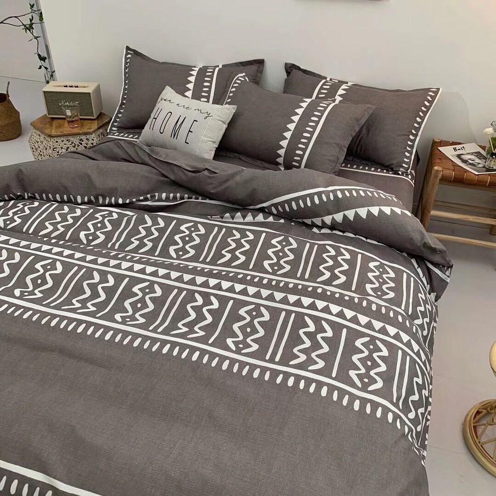 Bộ Chăn Ga Gối Cotton 80% m6/m8/2m-Tiệm Nhà Mêu Set 4 Món 2 Vỏ gối ,drap vỏ chăn Thổ Cẩm Nâu Nhập Khẩu Sale Kịch Sàn