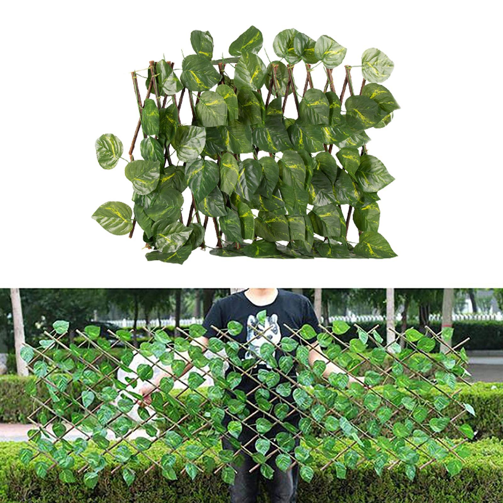 Retractable Garden Fence Privacy Screen Outdoor Evergreen Leaves