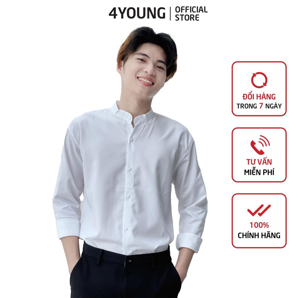 Áo sơ mi nam cổ trụ form rộng 4YOUNG SMLV19