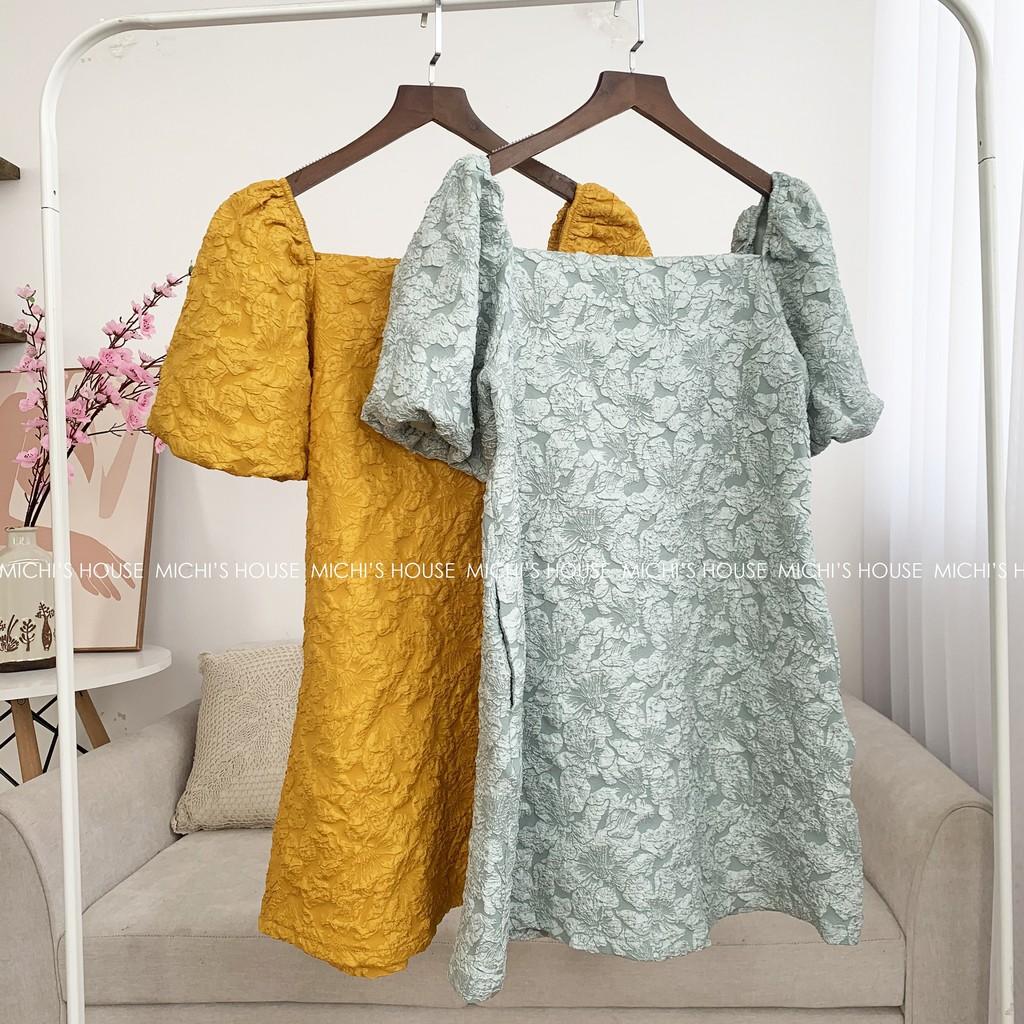 Váy hè dáng suông, chất gấm nổi thoáng mát, đầm xuông rộng freesize V152 - Michi's House