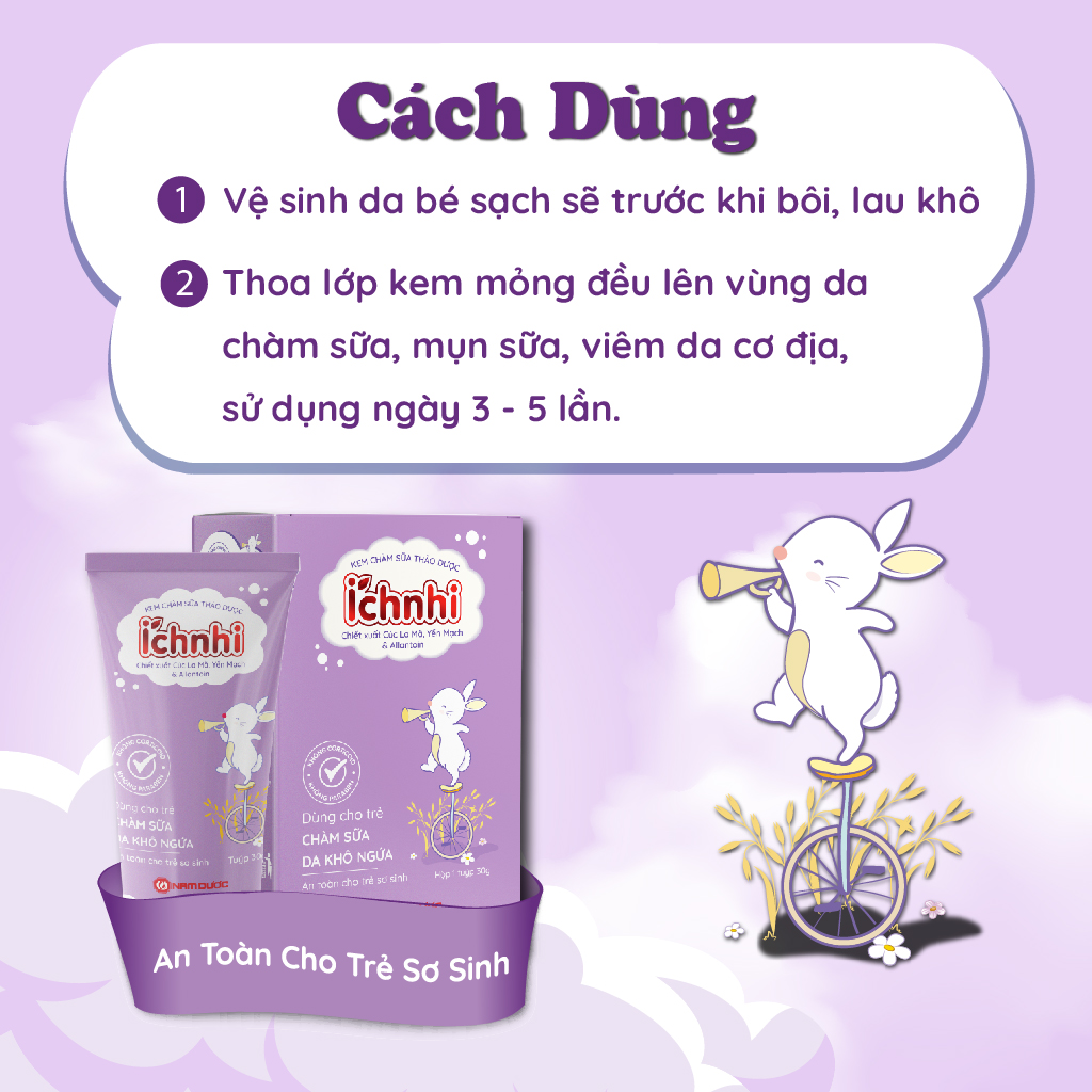 Kem chàm sữa thảo dược Ích Nhi - Tuýp 30gram, giảm ngứa nhanh, dưỡng ẩm sâu, an toàn cho trẻ sơ sinh