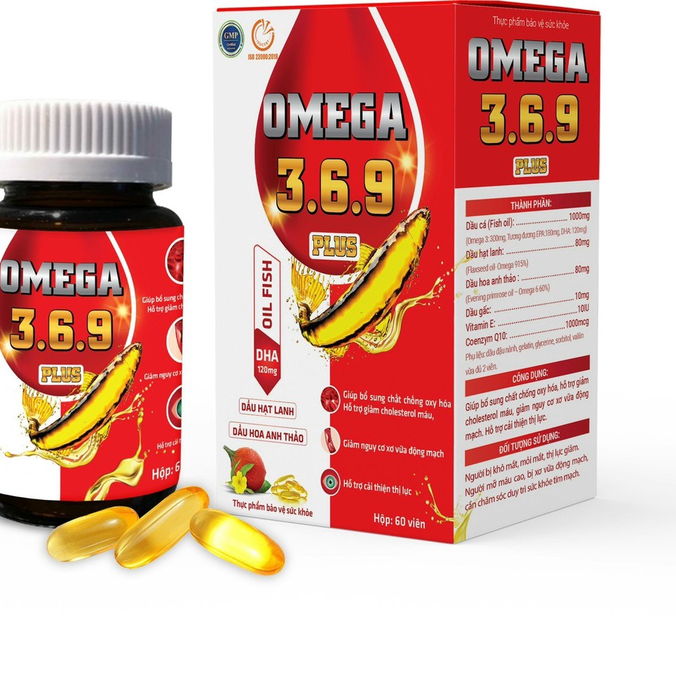 [TPBVSK]:  Viên Uống Dầu Cá OMEGA 3 6 9 Plus Bổ Mắt, Chống Oxy Hoá (Hộp 60 viên)