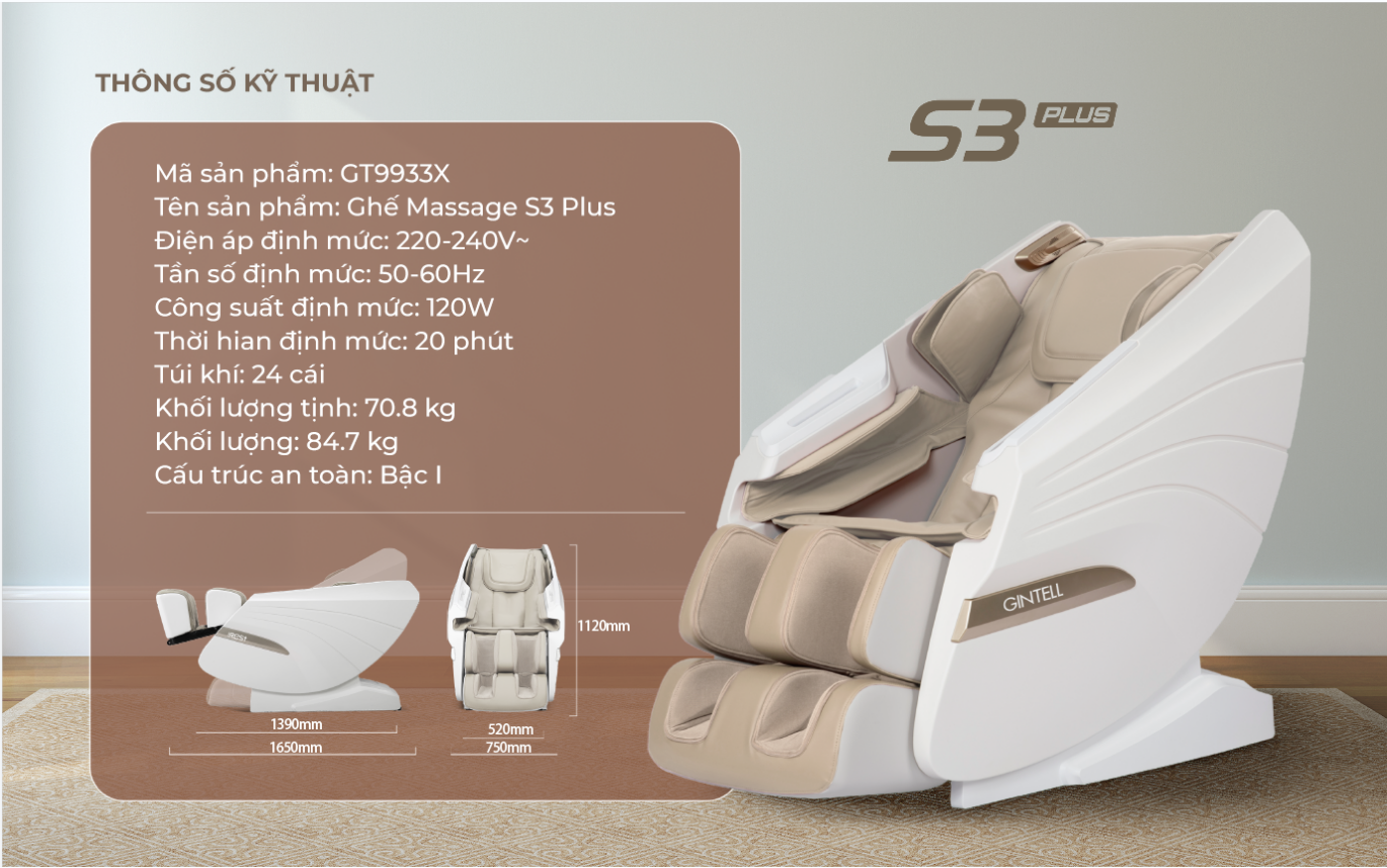 |MUA 1 TẶNG 1| Ghế massage toàn thân GINTELL S3 PLUS SUPER CHAIR + G RELAX EZ | 3 Năm bảo hành chính hãng