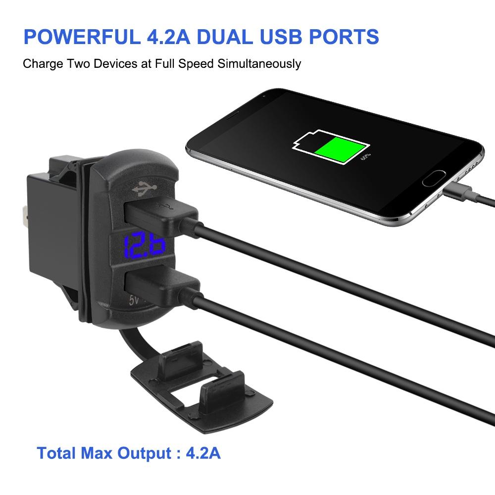 Tẩu sạc điện thoại hai cổng USB 5V 4.2A chống bụi thông dụng cho xe hơi RV