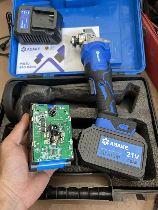 Máy Mài Pin ASAKE 21V Pin Khủng 15 Cell, Động Cơ Không Chổi Than, 100% Dây Đồng - Bảo Hành 12 Tháng
