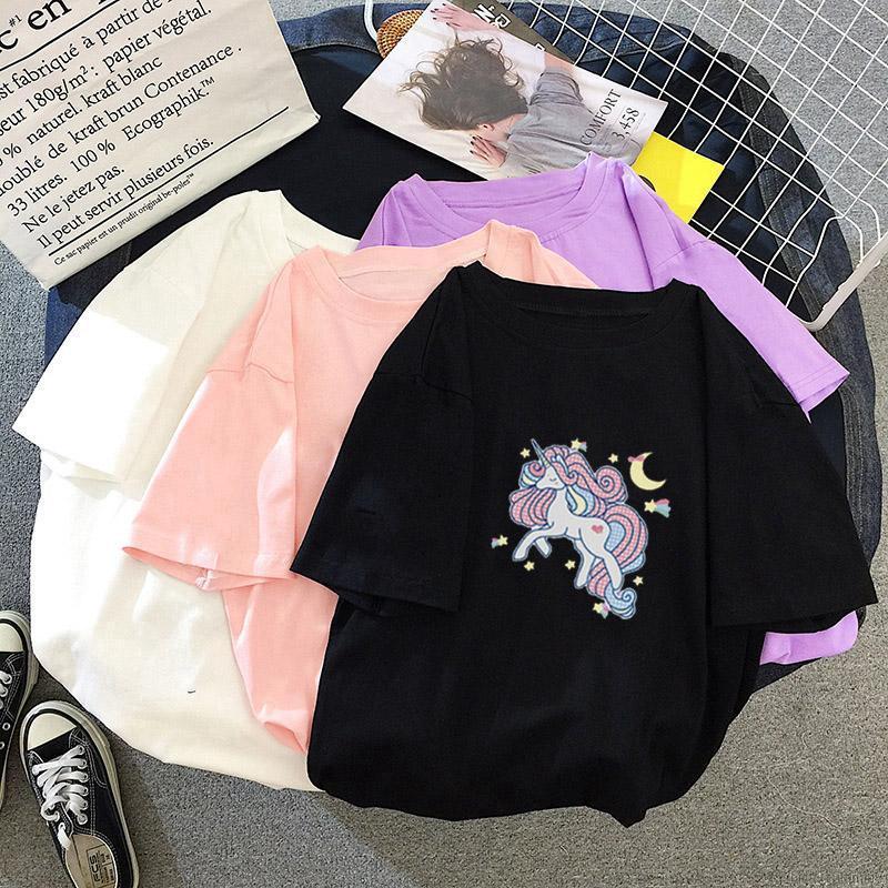 Women Round Collar Print Slim Short Sleeve T-Shirt Tops