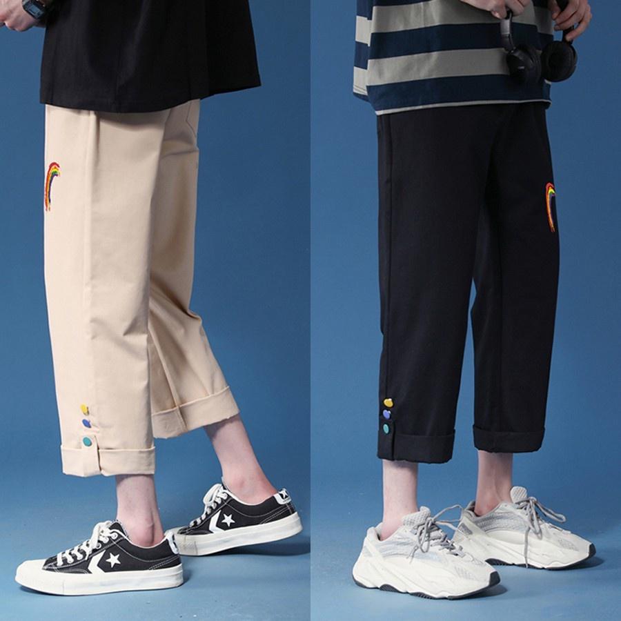 Quần baggy kaki cầu vồng nam nữ - Chất Vải Kaki Kiểu Thể Thao UNISEX hai Màu Đen,kem. 03x