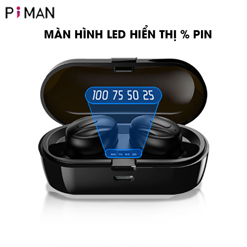 Tai Nghe Bluetooth 5.0 không dây nhét tai mini thể thao Gaming pin trâu- Đèn LED hiển thị Phần Trăm Pin - Hàng chính hãng - TNBT14