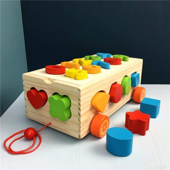 Đồ chơi trí tuệ cho bé gái bé trai bộ khối gỗ xe ô tô SmartKids