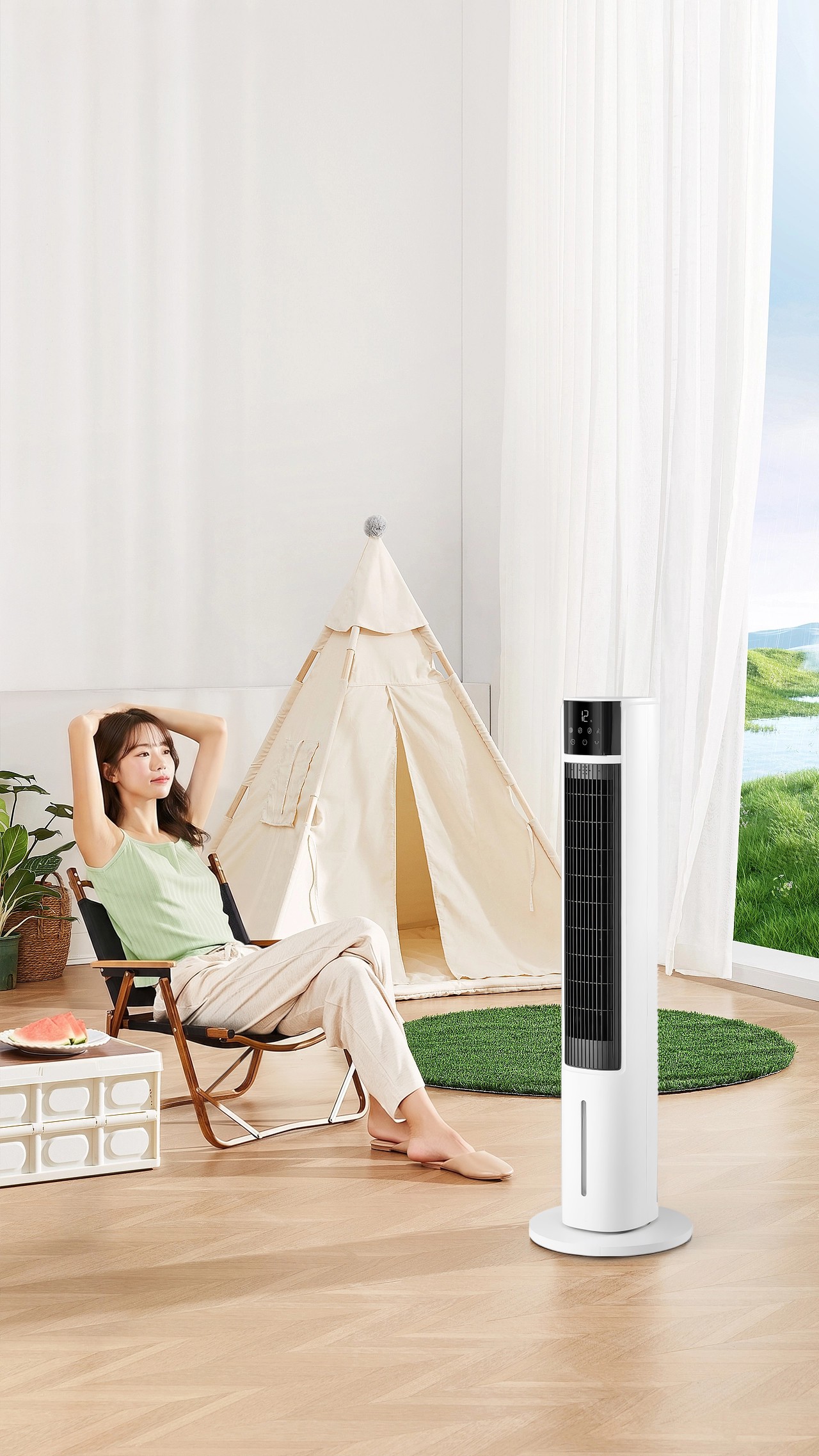 (MODEL NEW 2026) Máy Làm Mát Lọc Khí Ion Âm Haatz HydroIon Breeze Cooler HBC350 Quạt Tháp Haatz Điều Khiển Từ Xa - Hàng Chính Hãng