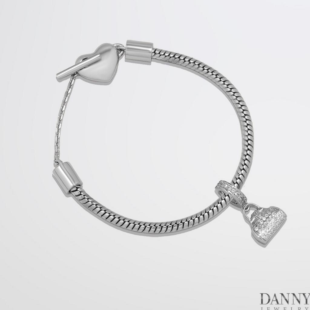 Charm Bạc 925 Danny Jewelry Đính Đá CZ Hình Túi Xách Xi Rhodium/Vàng hồng PK001S