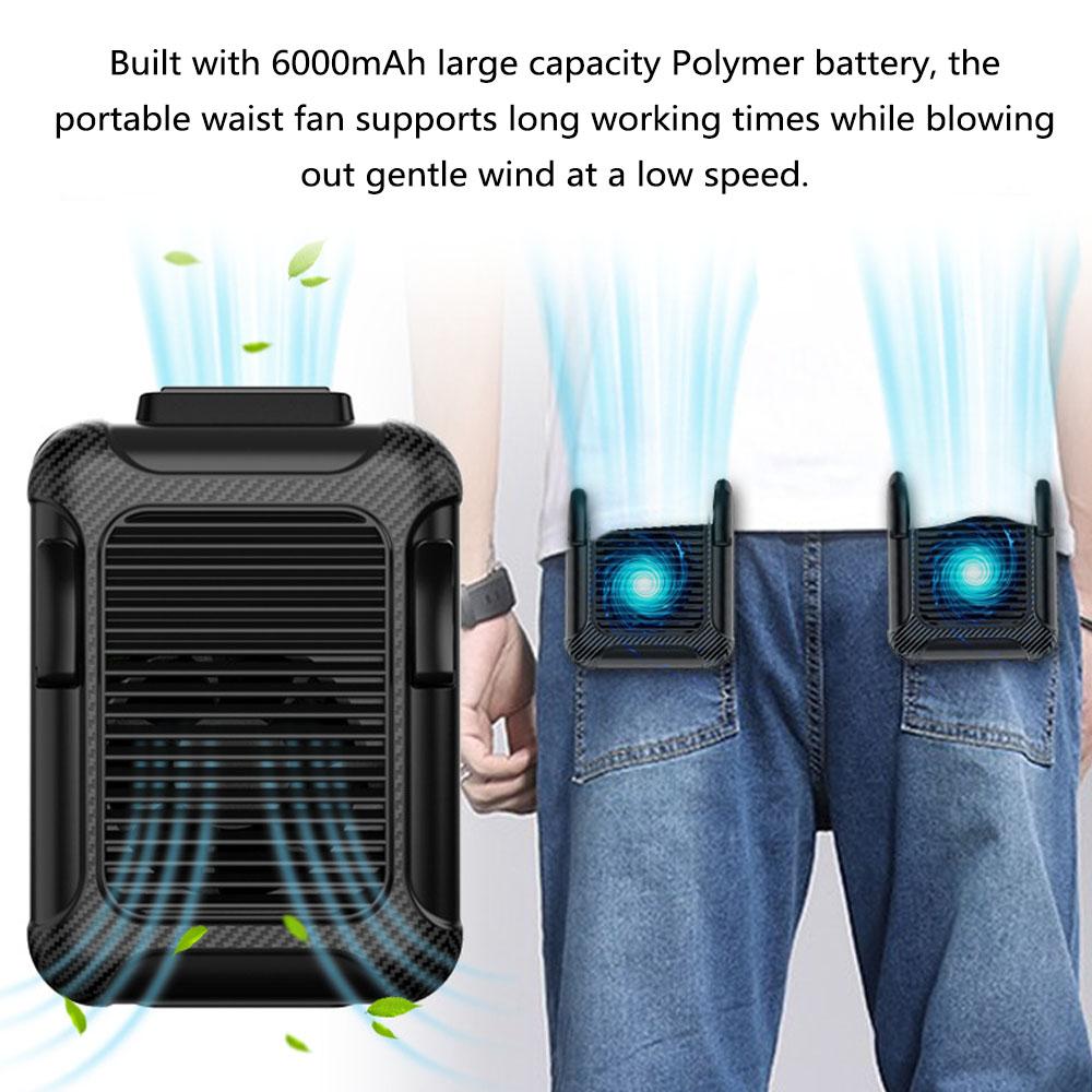 Quạt USB treo thắt lưng 112 * 79 * 53 mm Pin 6000mah