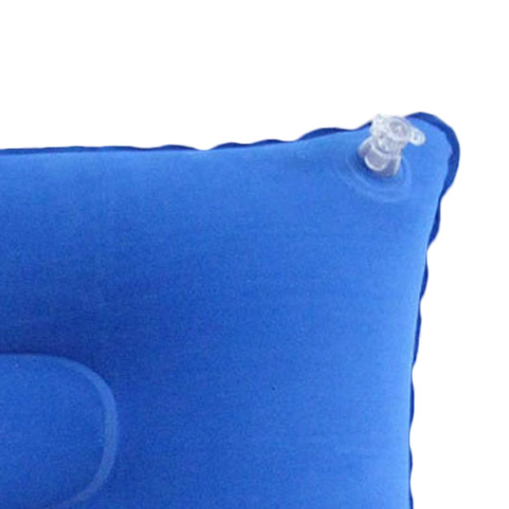 2xInflatable Pillow Travel Air Cushion Camping Car Beach Head Rest Support 43x27cm Blue