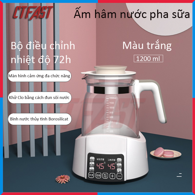 Máy hâm nước pha sữa, pha trà, pha cafe CTFAST - Miusuta 2021 ( 1200ml ) : Đun nước siêu tốc, tùy chỉnh và giữ nhiệt độ thông minh, điều khiển cảm ứng an toàn tiện dụng