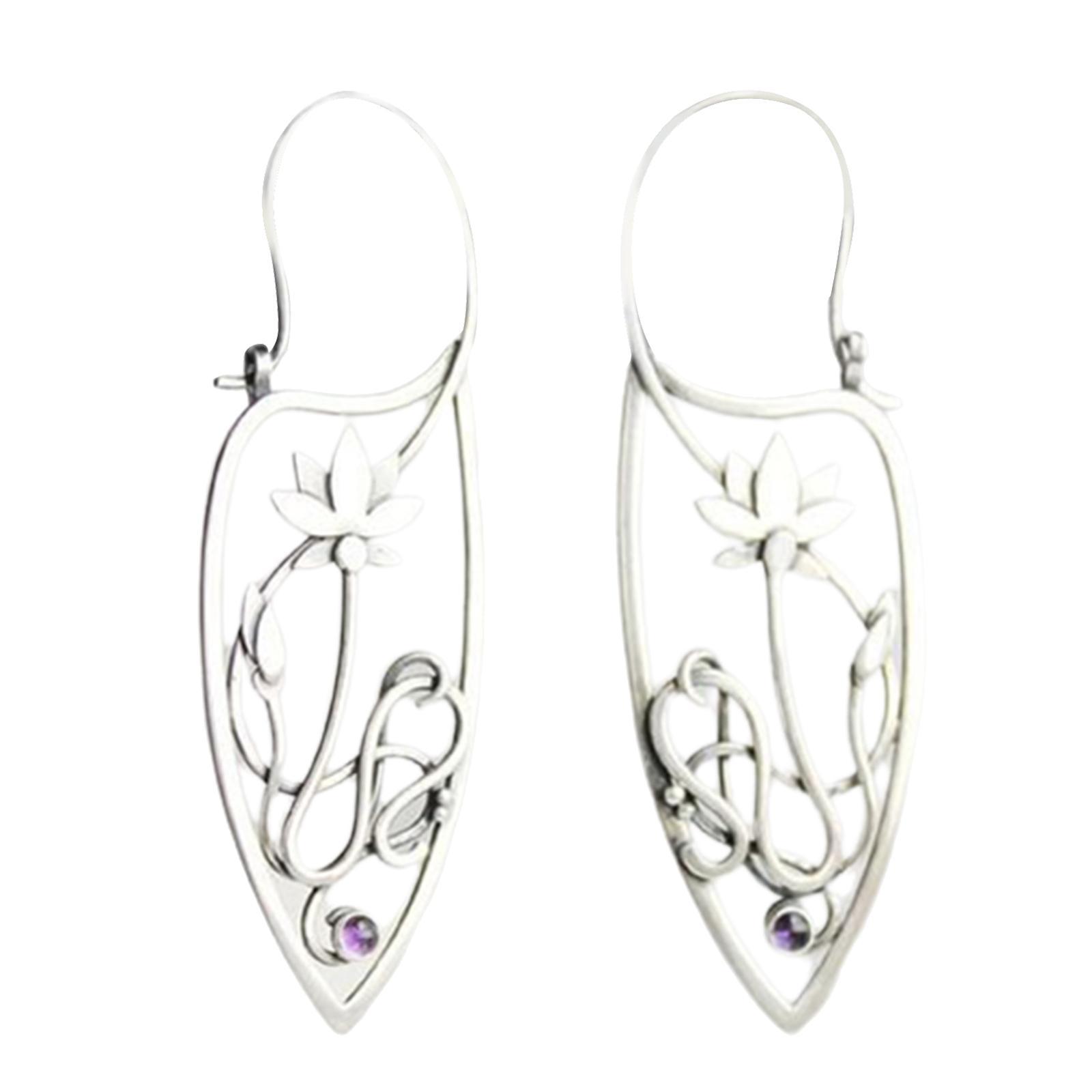 Ethnic Style Earrings Eardrop Delicate Jewelry Antique Flower for Holiday