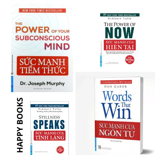 Combo 4 cuốn sách phát triển Thân tâm trí: Sức mạnh của hiện tại + sức mạnh của tiềm thức + sức mạnh của tĩnh lặng + sức mạnh của ngôn từ