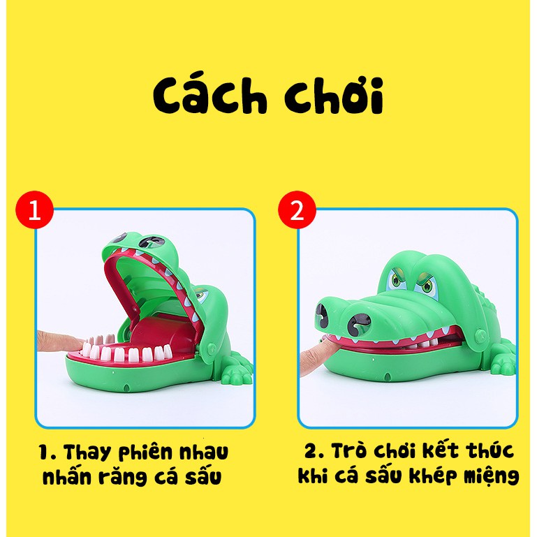 Đồ chơi cá sấu cắn tay Crocodile dentist (LOẠI LỚN 2021) -Trò chơi khám răng cá sấu chất liệu nhựa ABS an toàn cho bé giá rẻ cute - Đồ chơi bác sĩ khám răng cho cá sấu vui nhộn cho gia đình - Quà tặng sinh nhật