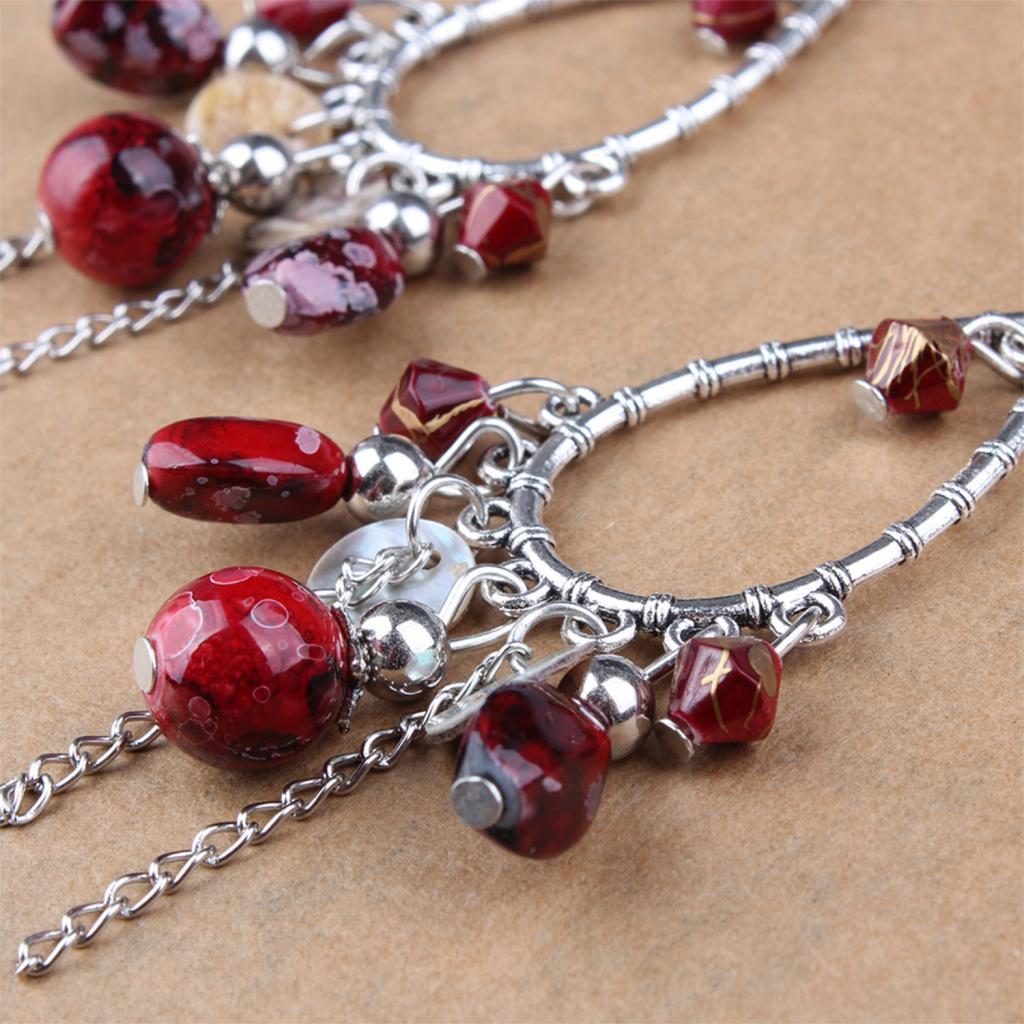 Fashion Bohemia Red Beads Dangle Earrings Retro Elegant Party Ornaments