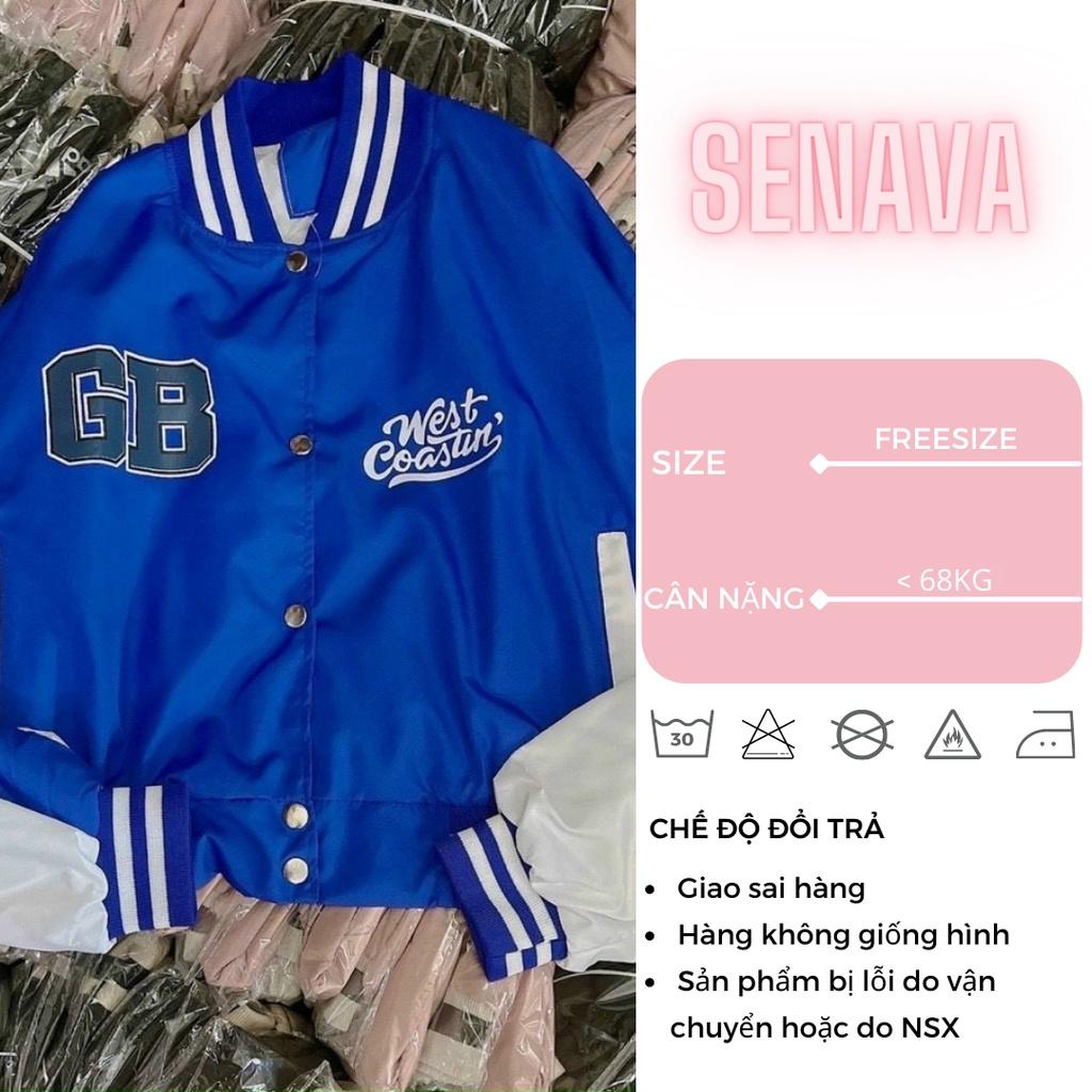 Áo khoác dù nữ bomber gió Ulzzang 2 Lớp cánh dơi form rộng In Chữ GB SENAVA
