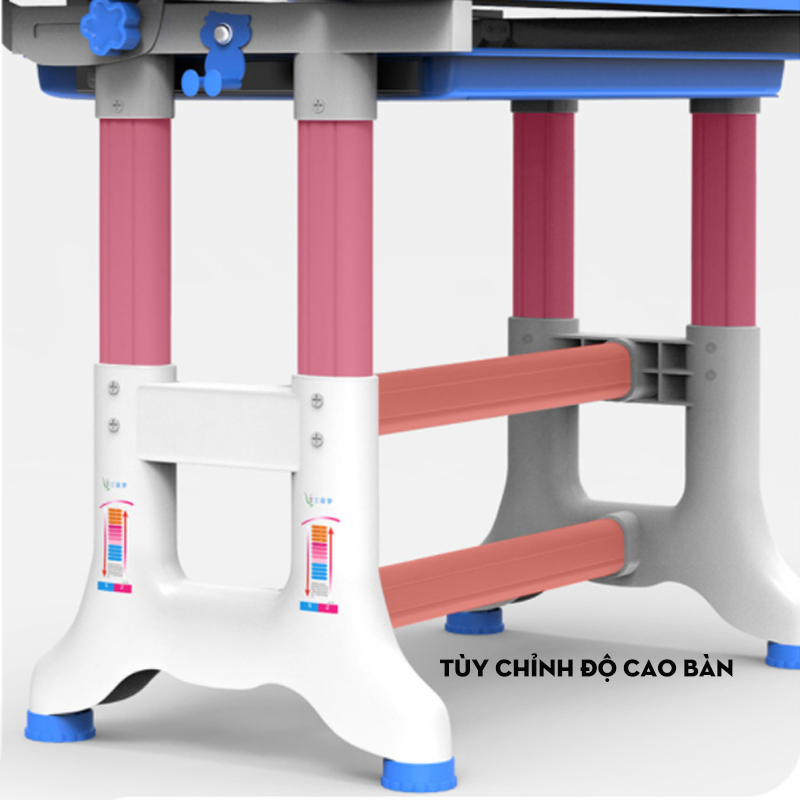 Bàn ghế học sinh thông minh tùy chỉnh kích thước cao thấp, tùy chỉnh góc độ mặt bàn, bàn có ngăn kéo chỗ để ipad tiện cho việc học online