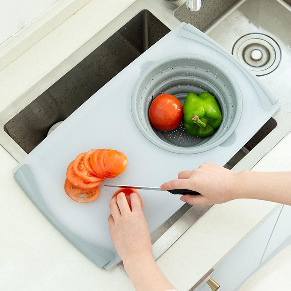 Thớt rổ nhựa đa năng gác bồn rửa chén 2 trong 1 siêu tiện lợi