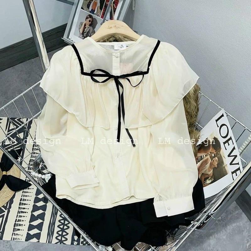 SƠ MI CỔ PHỐI DÂY NƠ ĐEN