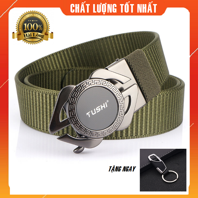 Thắt lưng Nam vải dù cao cấp, Dây lưng vải_siêu bền_Mặt khóa gài tự động thép không gỉ chắc chắn, tiện lợi, Dây nịt lính TẶNG MÓC CHÌA KHÓA