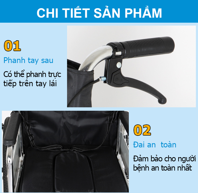 Xe lăn đa năng có bô vệ sinh, có thắng NIKITA S213-5 dành cho người khuyết tật, bệnh nhân, người già 2024