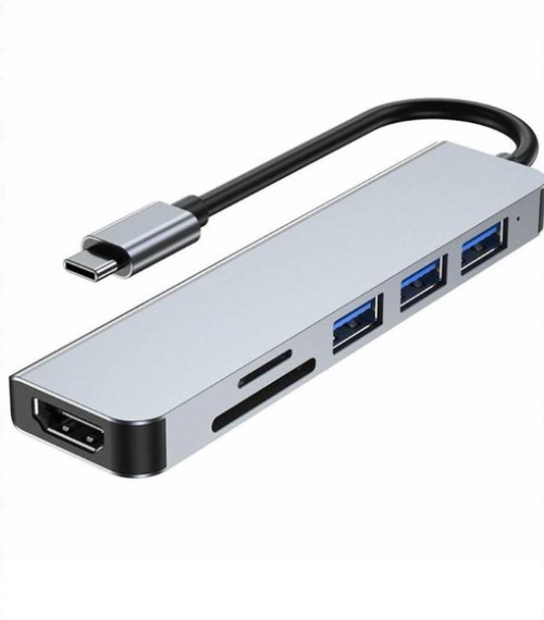 Hub USB Type-C 6 in 1 ( LAN+ TYPEC+ USB * 3+HDTV+SD+TF+PD) -NTH