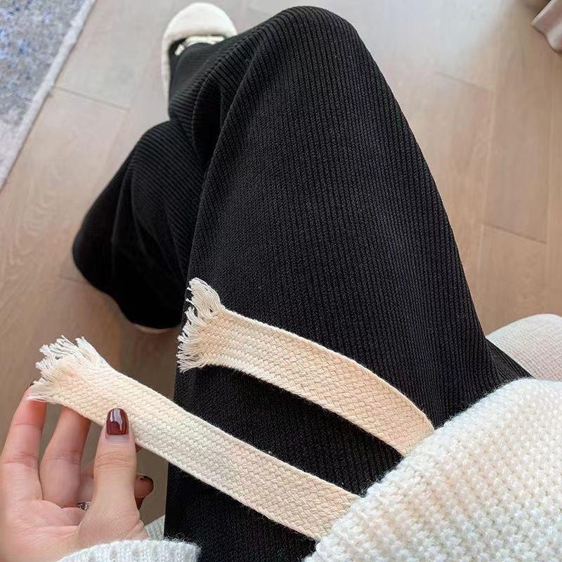 Quần ống rộng nữ, Quần nhung tăm nữ Timo có dây rút cạp chun, ống suông dáng dài basic, phong cách unisex Hàn Quốc QN006
