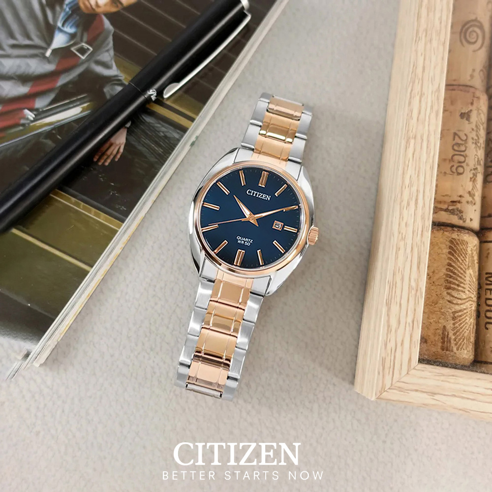 Đồng Hồ Nam Citizen Dây Thép Không Gỉ BI5104-57L - Mặt Xanh
