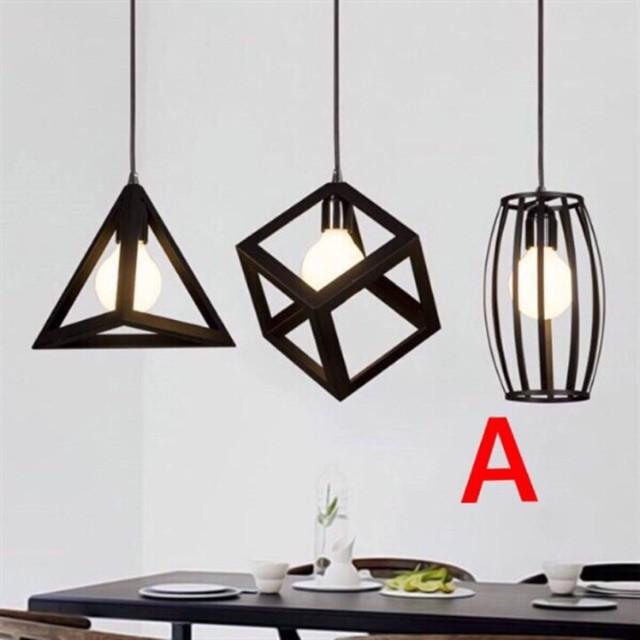 Đèn thả sắt hình khối hình học kèm bóng bull