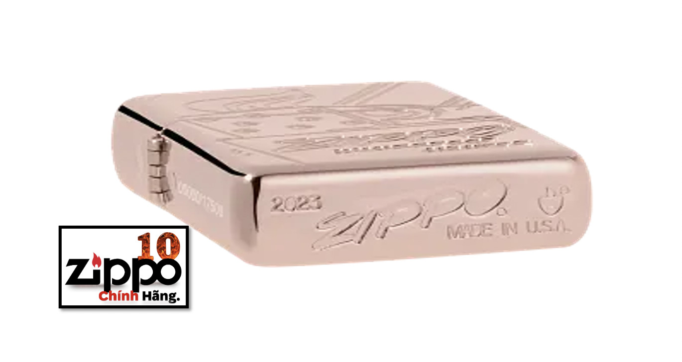 Bât lửa Zippo 48768 Script Logo Collectible Armor Rose Gold - Chính hãng 100%