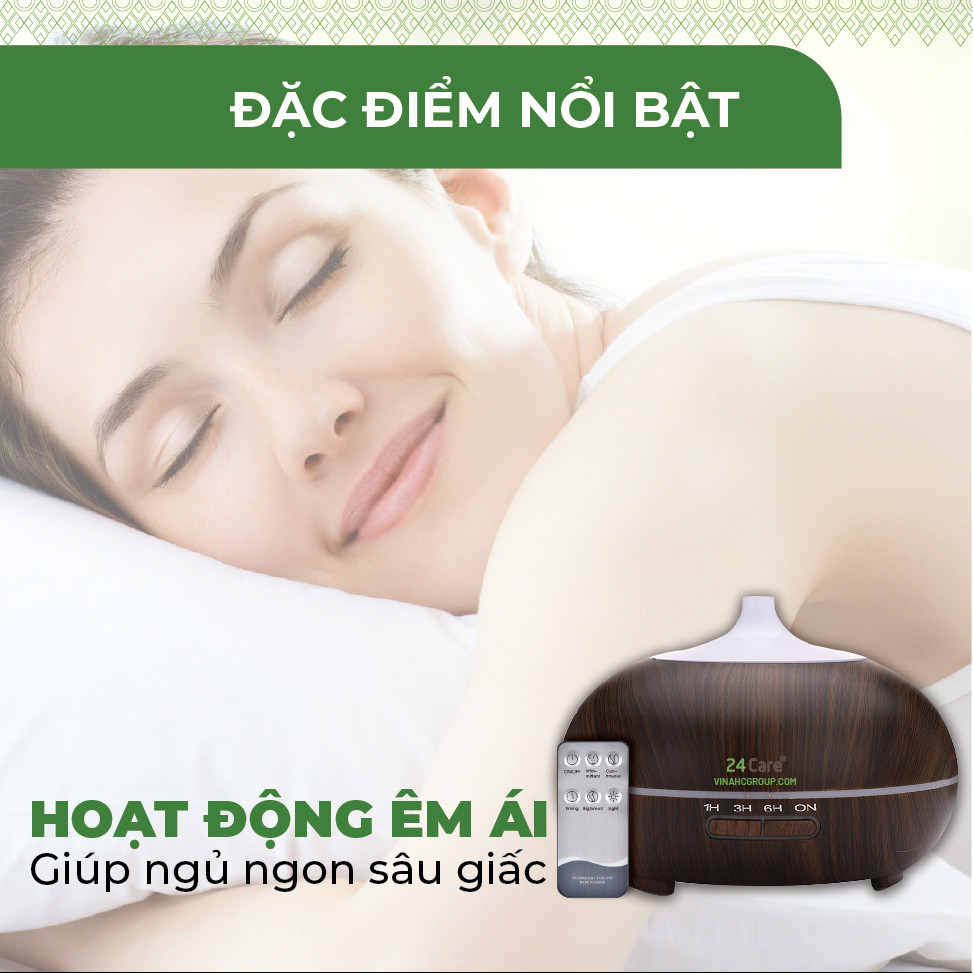 Máy khuếch tán Tinh Dầu 24Care Bí Ngô Đen Ultrasonic 500ml , Tặng 3 Chai tinh dầu Sả Chanh + Bạc Hà + Bưởi ÚC 24Care 10ml | Xông Phòng | Kèm Remote Điều Khiển | Công nghệ siêu âm.