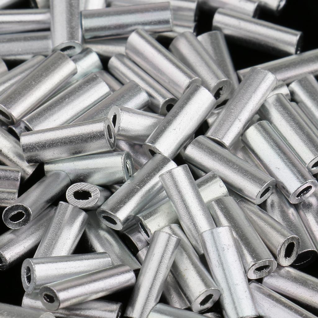 Pack of 200 Pieces Fishing Wire Single Barrel Crimp Sleeves, Fishing Line Leader Rigging Tackle Wire Rope Clips Tube Connector
