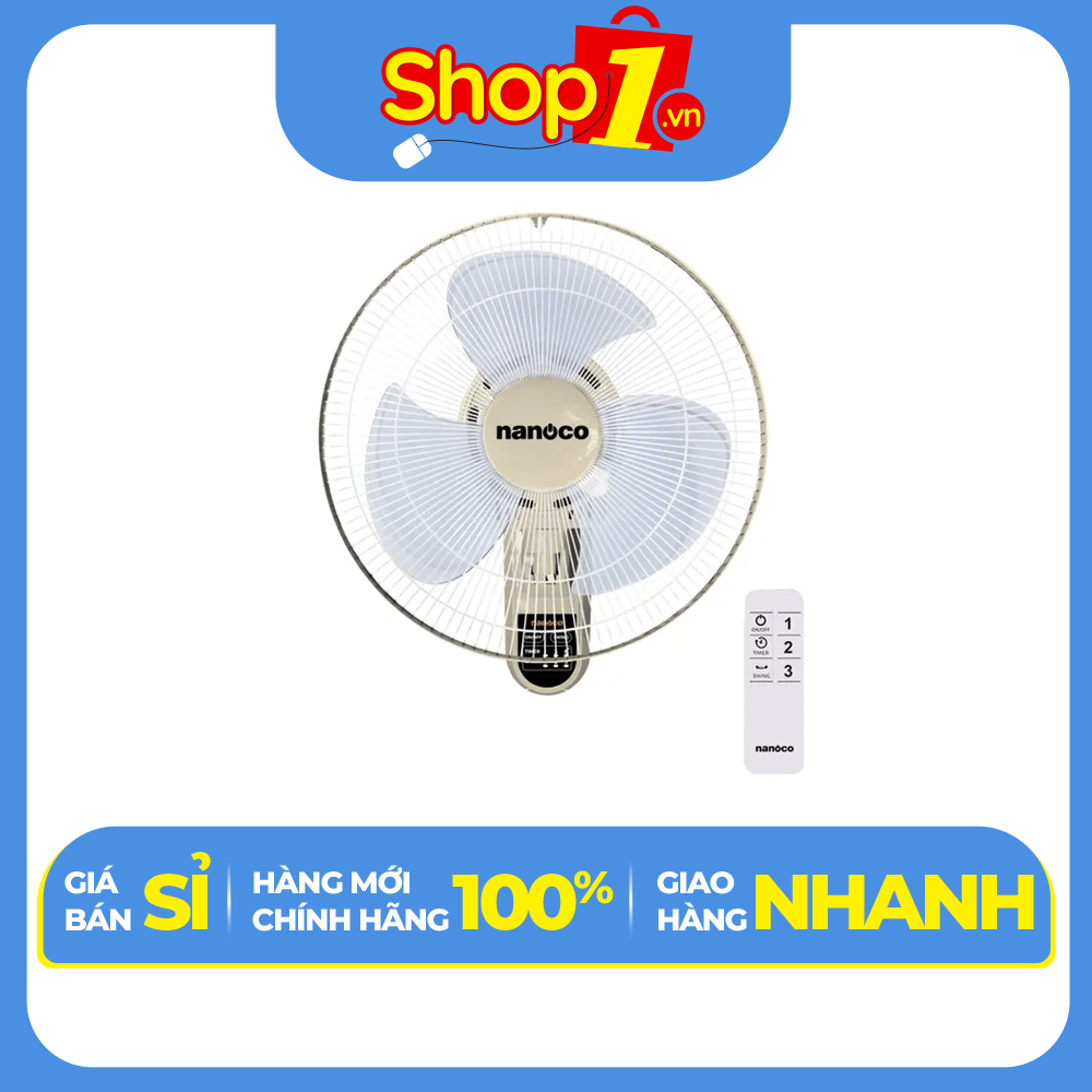 Quạt treo tường có remote Nanoco NWF1612RC-BE - Hàng chính hãng - Chỉ giao HCM