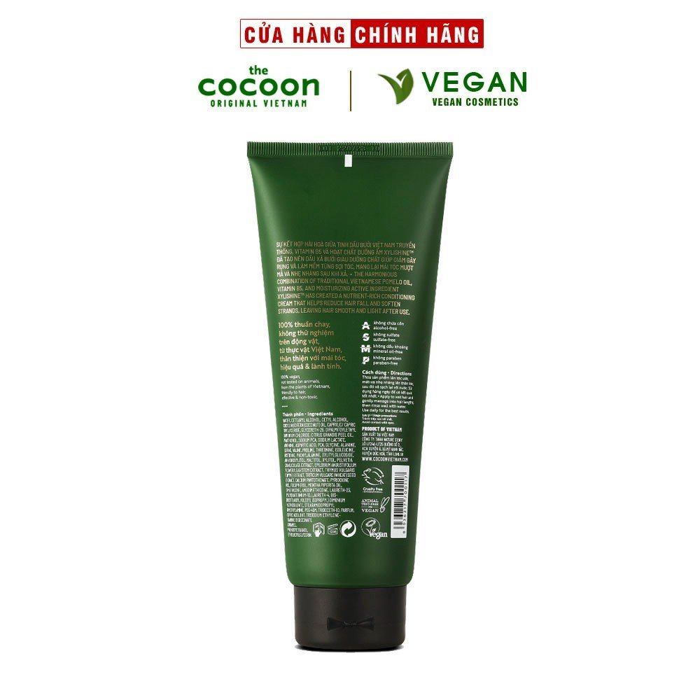 Dầu xả bưởi Pomelo dạng TUÝP Cocoon 310ml giảm gãy rụng làm mềm tóc thuần chay