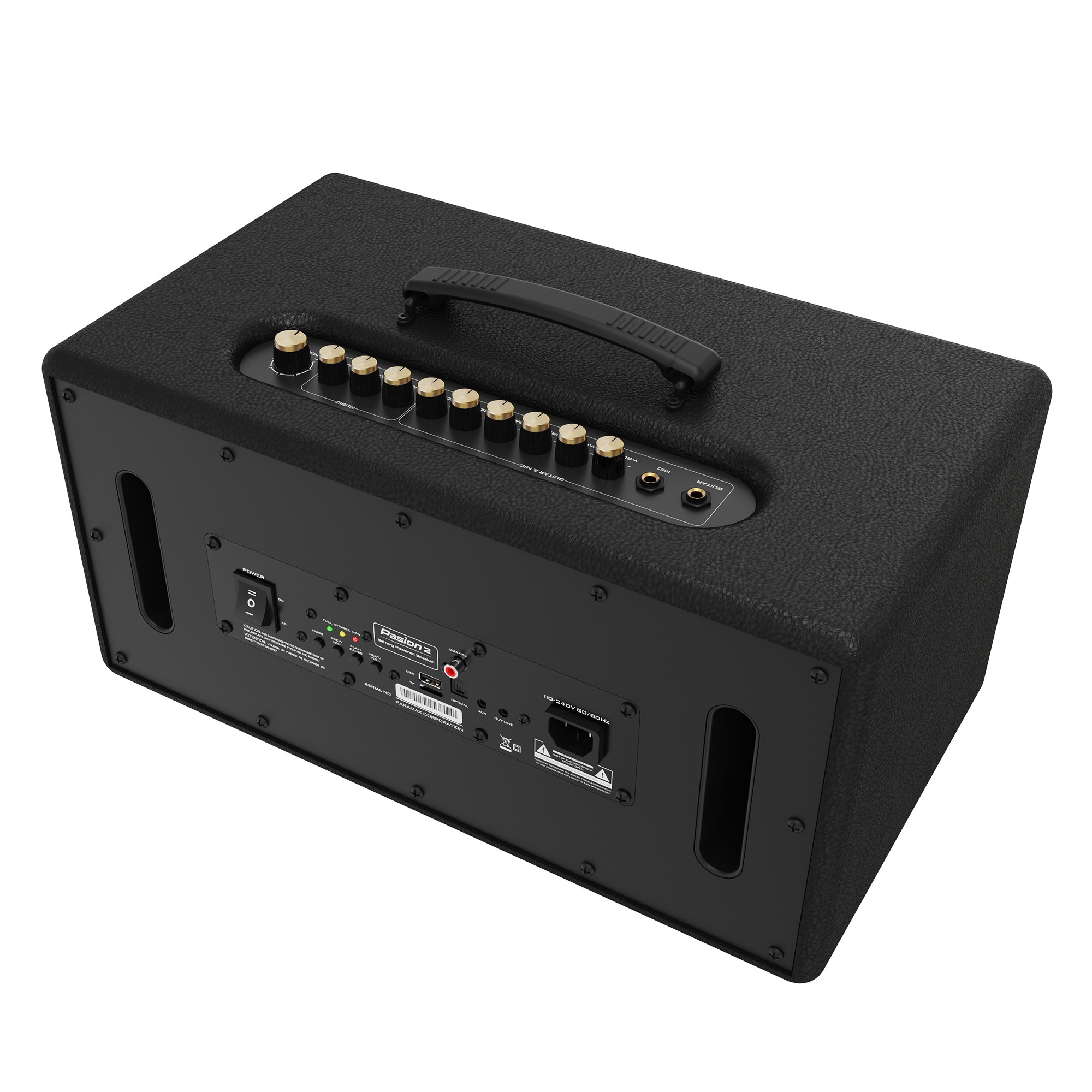 Loa karaoke di động, xách tay Paramax Pasion 2 cao cấp - Âm thanh hay cực đỉnh, bass khoẻ - kèm 2 tay micro UHF, có cổng quang học, bluetooth, usb - Hàng chính hãng